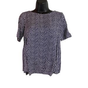 Boden Women’s Navy Blue White Polka Dot Top Pin Tuck Back Short Sleeve Size US 6